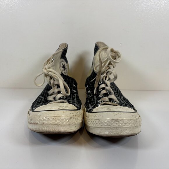 Converse Chuck Taylor Shoes Mens Size 11.5 Quad Ripstop High Top Black Beige - Picture 2 of 8